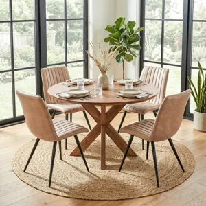 Tallinn 54" Round Dining Table in Weathered Acacia