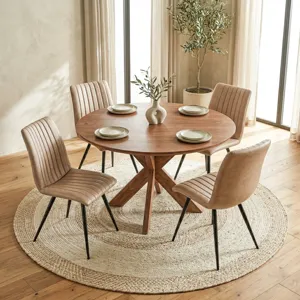 Tallinn 54" Round Dining Table in Weathered Acacia