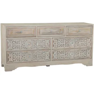 Taj 71" Dresser with Plinth Base in Carved Heirloom White
