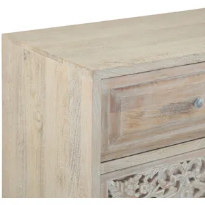 Taj 71" Dresser with Plinth Base in Carved Heirloom White