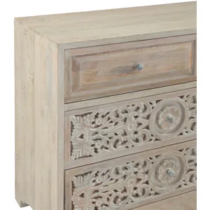 Taj 71" Dresser with Plinth Base in Carved Heirloom White