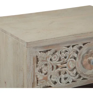 Taj 26" Nightstand with Plinth Base in Carved Heirloom White