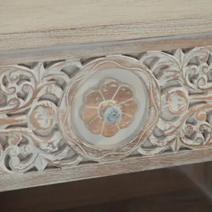 Taj 26" Nightstand with Plinth Base in Carved Heirloom White