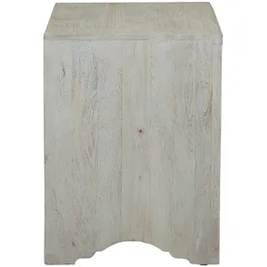 Taj 26" Nightstand with Plinth Base in Carved Heirloom White
