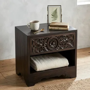 Taj 26" Nightstand with Plinth Base in Vintage Brown