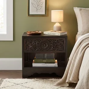Taj 26" Nightstand with Plinth Base in Vintage Brown