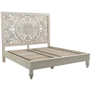Taj King Bed in Carved Heirloom White