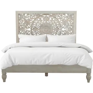 Taj King Bed in Carved Heirloom White
