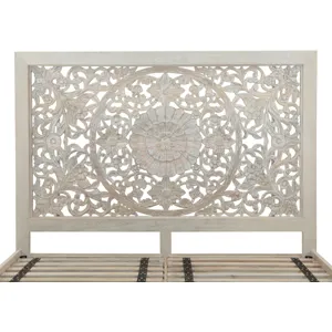 Taj King Bed in Carved Heirloom White
