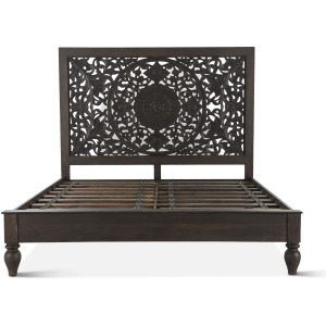 Taj King Bed in Hand Carved Vintage Brown