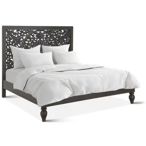 Taj King Bed in Hand Carved Vintage Brown