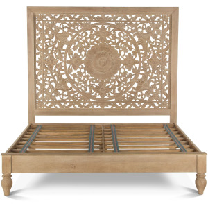 Taj King Bed in Hand Carved Whitewash