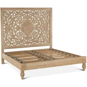 Taj King Bed in Hand Carved Whitewash