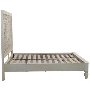 Taj Queen Bed in Hand Carved Heirloom White