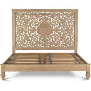 Taj Queen Bed in Hand Carved Whitewash