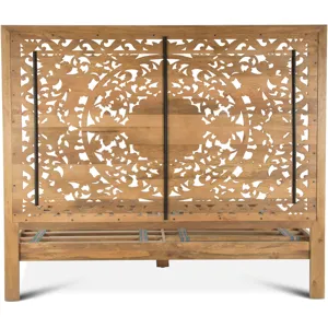 Taj Queen Bed in Hand Carved Whitewash