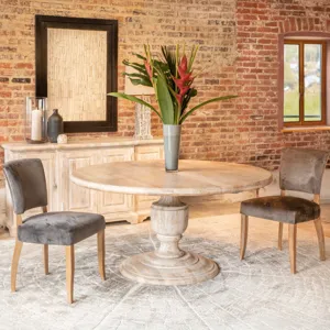 Taj 60" Round Dining Table in Heirloom White
