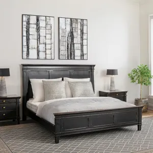 Turin King Bed in Distressed Black