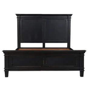 Turin Queen Bed in Distressed Black