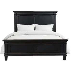 Turin Queen Bed in Distressed Black