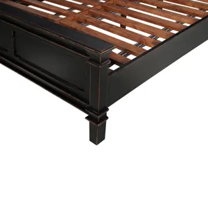 Turin Queen Bed in Distressed Black