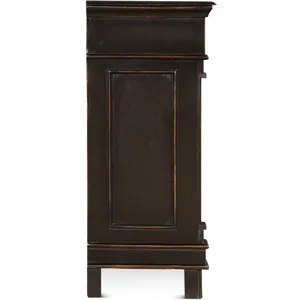Turin 100" Sideboard in Distressed Black with Walnut Interior