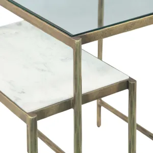 Venice 50" Nesting Console Table with Marble and Glass