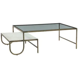 Venice 52" Nesting Coffee Table with Glass and Marble Top