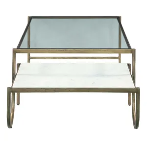 Venice 52" Nesting Coffee Table with Glass and Marble Top