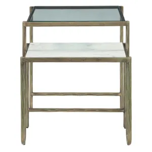 Venice 22" Nesting Side Table with Glass and Marble Top