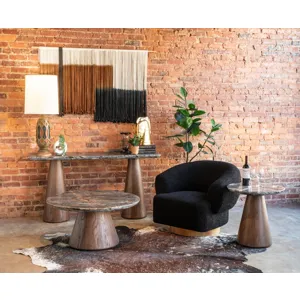 Gatsby Estelle 35" Swivel Accent Chair in Midnight Boucle Fabric