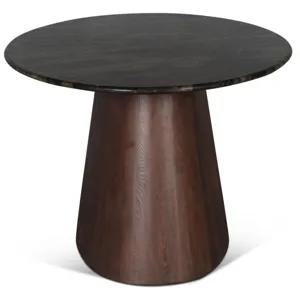 Vista 90" Oval Dining Table in Lava Marble with Dark Base