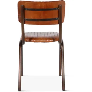 Wellington 17" Ribbed Leather Iron Dining Chair
