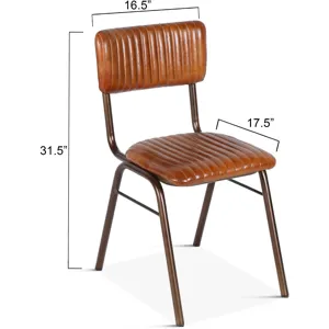 Wellington 17" Ribbed Leather Iron Dining Chair