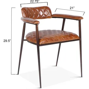 Wellington 23" Dining Armchair in Diamond Leather and Iron