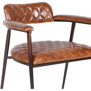 Wellington 23" Dining Armchair in Diamond Leather and Iron