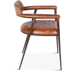 Wellington 23" Dining Armchair in Diamond Leather and Iron