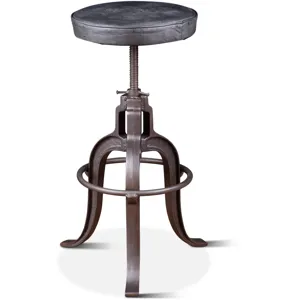 Wellington 13" Adjustable Stool in Black Top Grain Leather