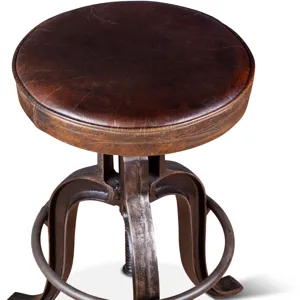 Wellington 13" Adjustable Stool in Brown Top Grain Leather