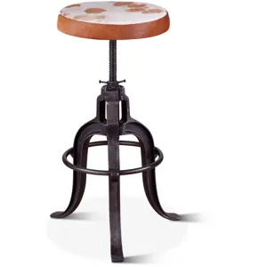 Wellington 13" Adjustable Stool in Brown Hair on Hide