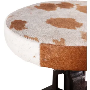 Wellington 13" Adjustable Stool in Brown Hair on Hide