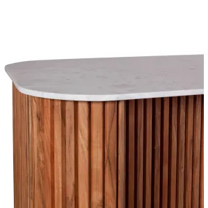 Wales 68" Kitchen Island in Natural Acacia with White Marble Top