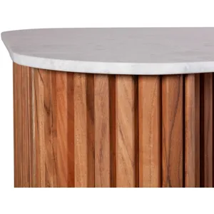 Wales 68" Kitchen Island in Natural Acacia with White Marble Top