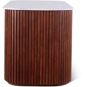 Wales  68" Kitchen Island in Walnut Brown with White Marble Top