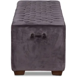 Grosvenor D'Orsay 59" Upholstered Bench in Asphalt Velvet