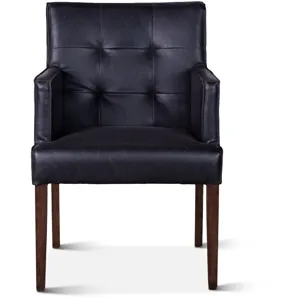 Grosvenor Madison 24" Dining Armchair in Black Leather with Dark Legs
