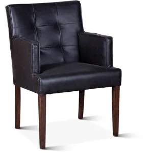 Grosvenor Madison 24" Dining Armchair in Black Leather with Dark Legs