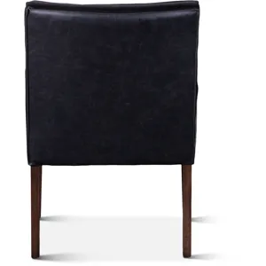 Grosvenor Madison 24" Dining Armchair in Black Leather with Dark Legs