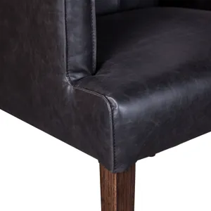 Grosvenor Madison 24" Dining Armchair in Black Leather with Dark Legs