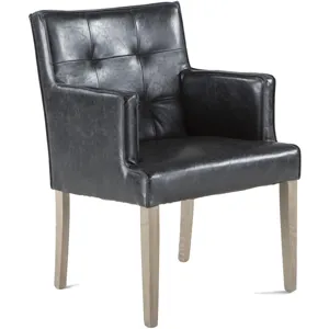 Grosvenor Madison 24" Dining Armchair in Black Leather with Light Legs